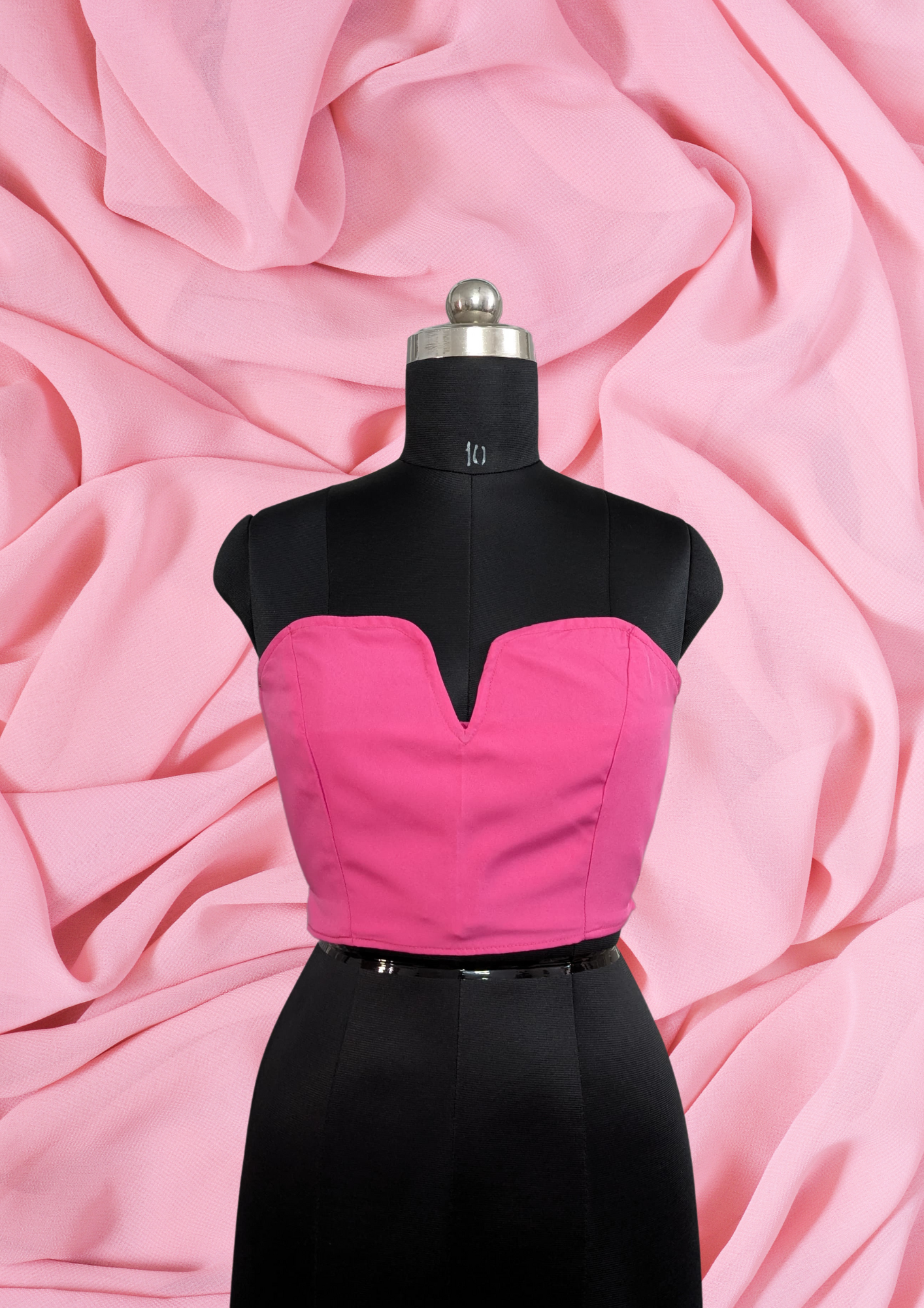 K-Pop Inspired Sweetheart Neckline Structured Pink Corset Top - BASIC