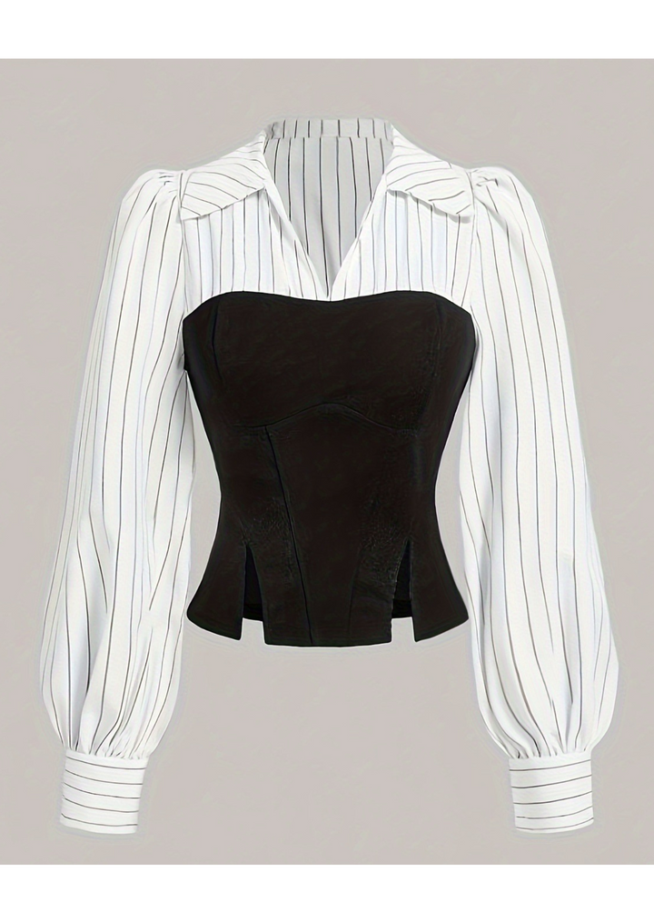 Lantern Sleeve Shirt Attached with Corset top