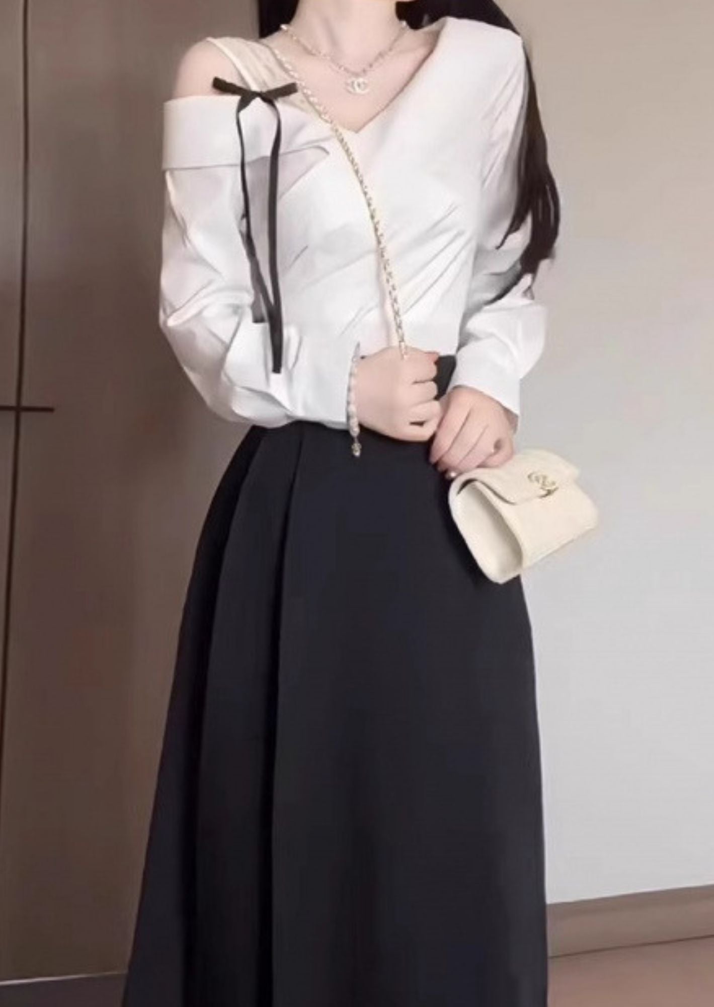 C-Drama Inspired Off Shoulder Long Sleeve Shirt