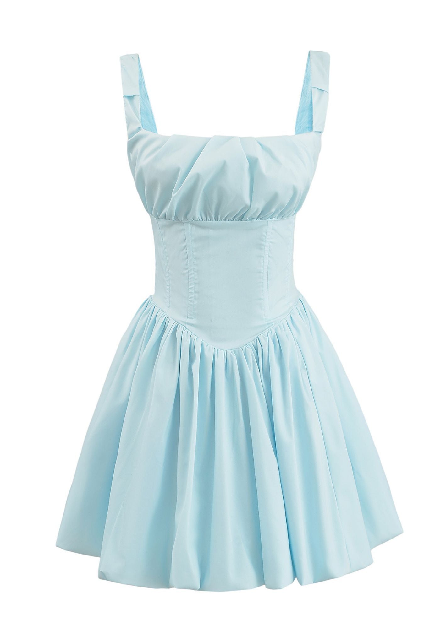 K-Drama Dream Meets K-Pop Darling Aesthetic — Bubble Hem Short Sleeve Dress - BASIC