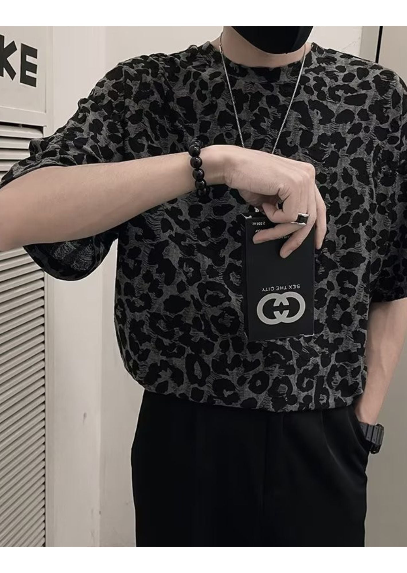 K-Drama Inspired Streetwear Aesthetic -Textured Leopard Print T-Shirt – BASIC