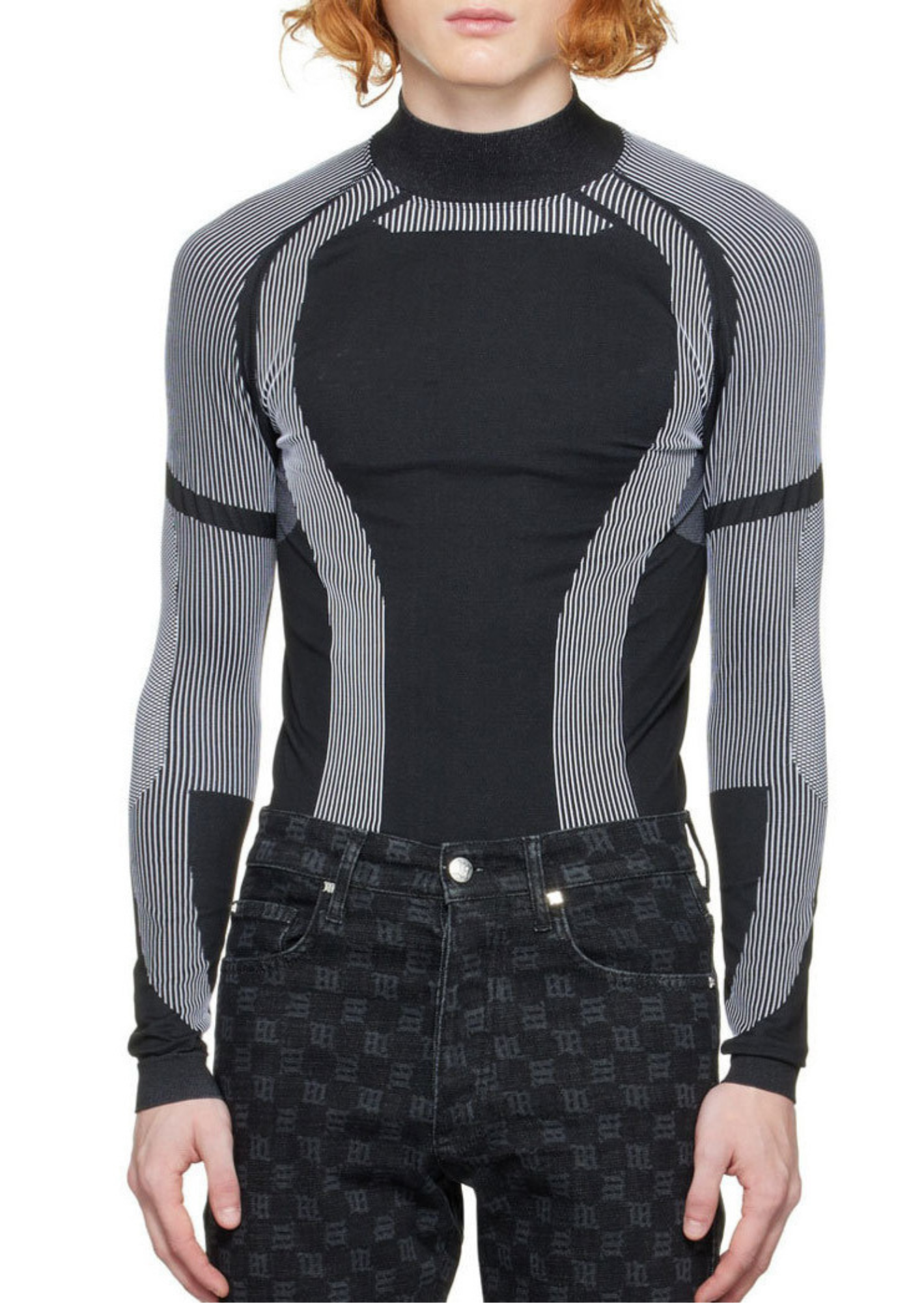 J-Drama Inspired Techwear Elegance - Futuristic Long-Sleeve Compression Knit Top – BASIC