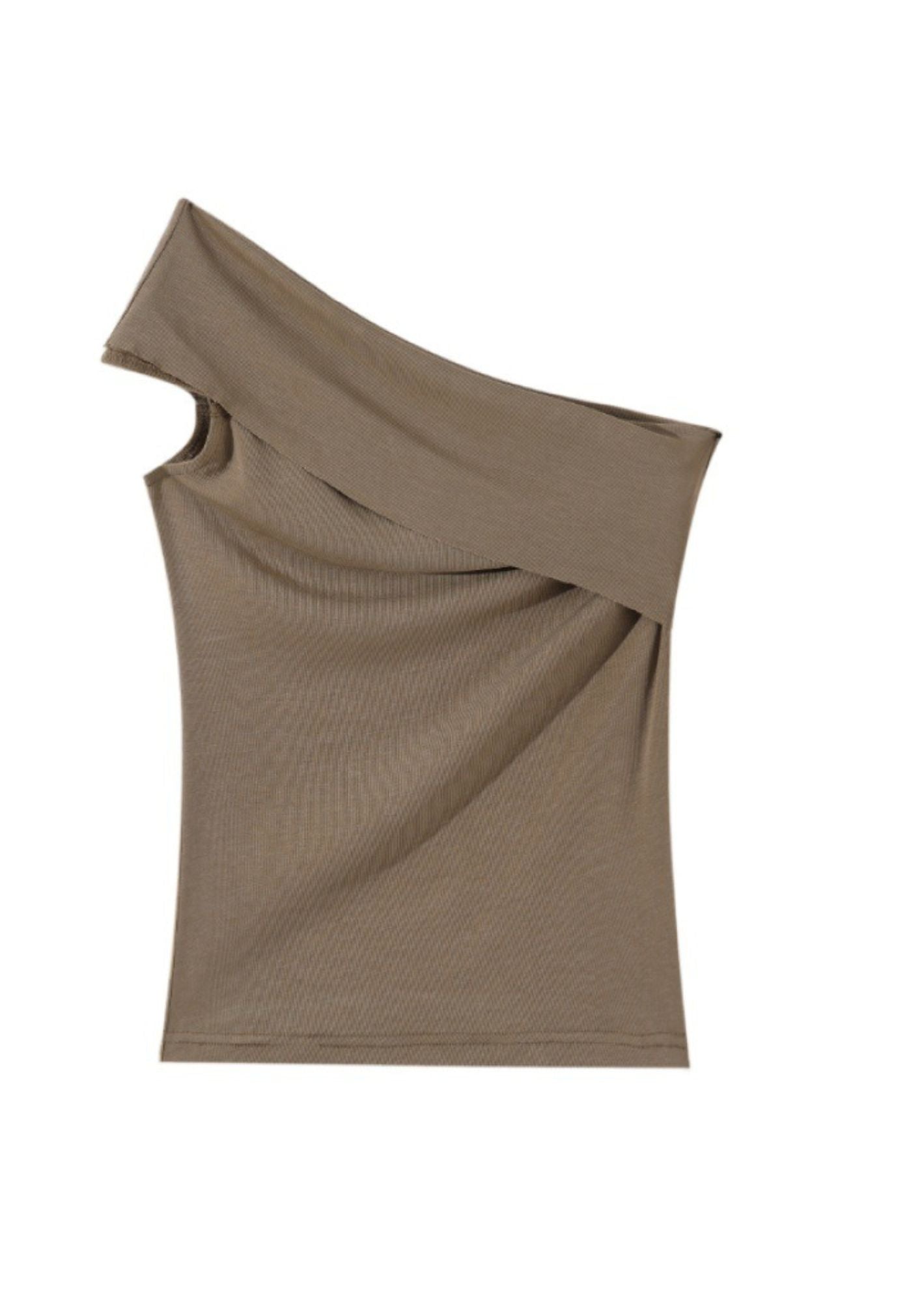 J-Drama Inspired Elegant Casual - Minimalist One-Shoulder Ribbed Knit Top – BASIC
