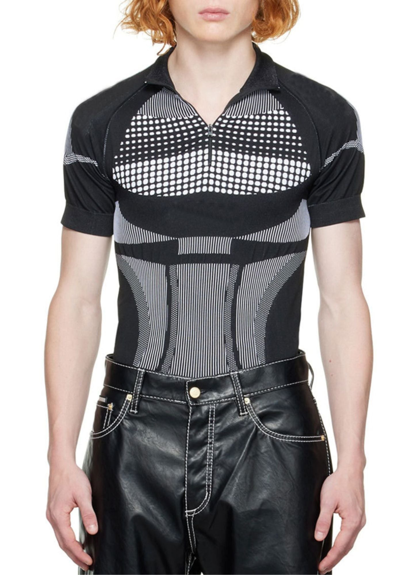 J-Drama Inspired Cyber-Edge Aesthetic - Futuristic Compression Knit Top with Zipper Front – BASIC