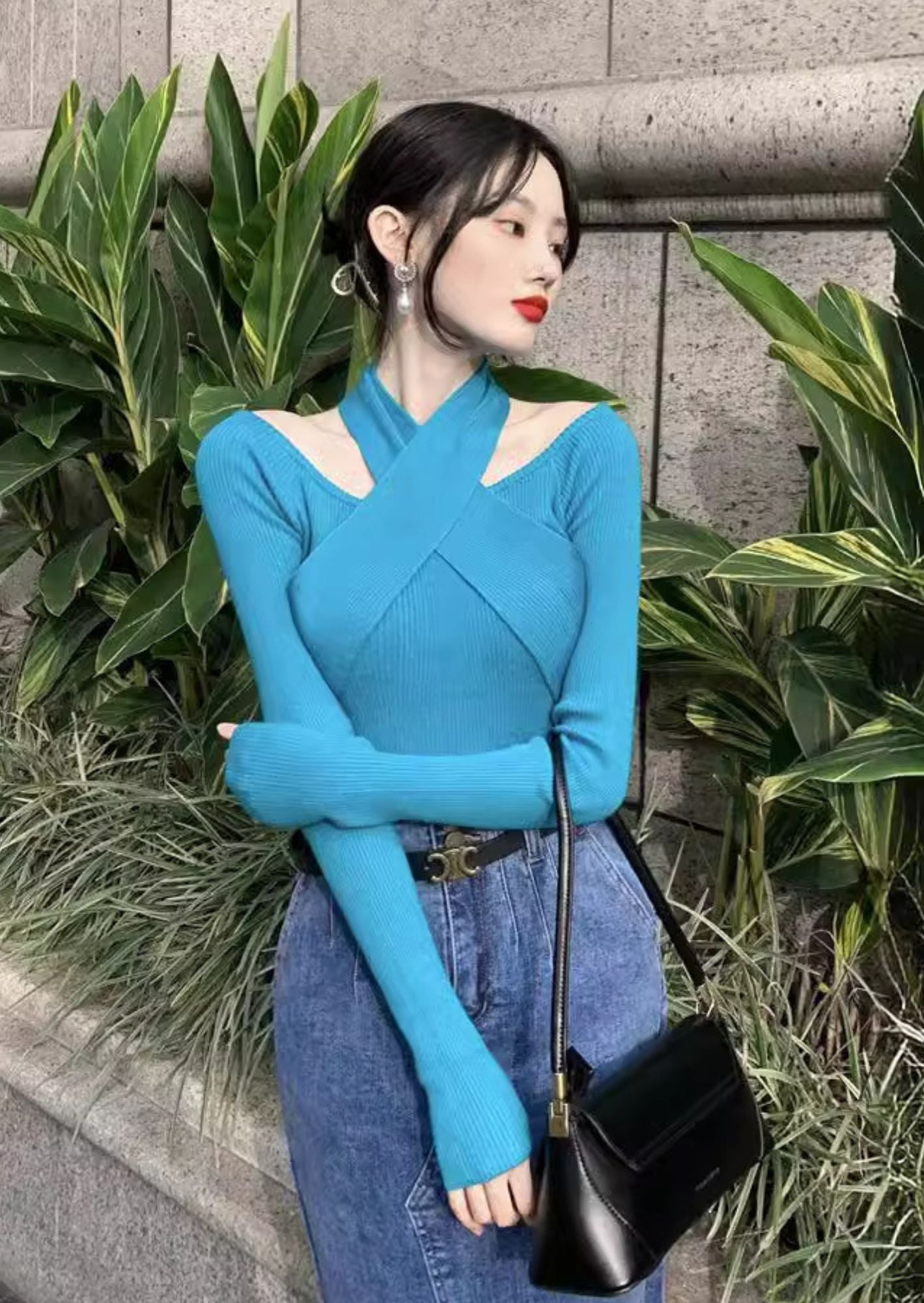 J-Drama Inspired Cross Halter Neck Top