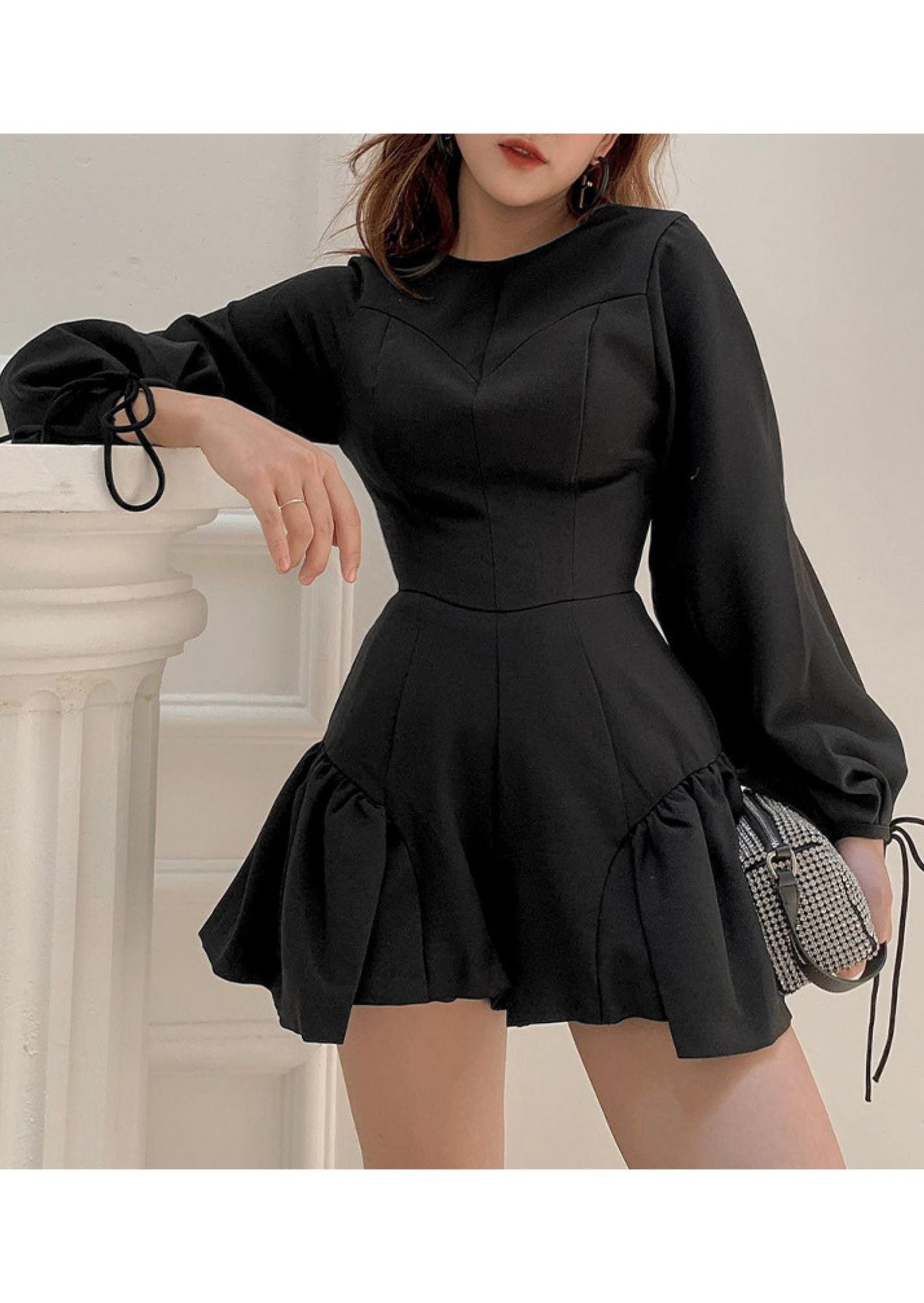 K-Drama Inspired Power Looks - Elegant Power Romper with Side-Gathered Flair –BASIC