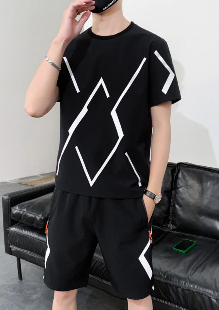 Geometric Line Printed Casual T-Shirt