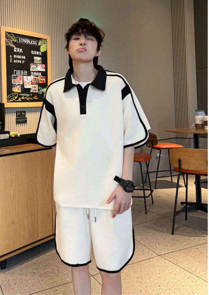 Stylized Polo Shirt with Matching Short Set