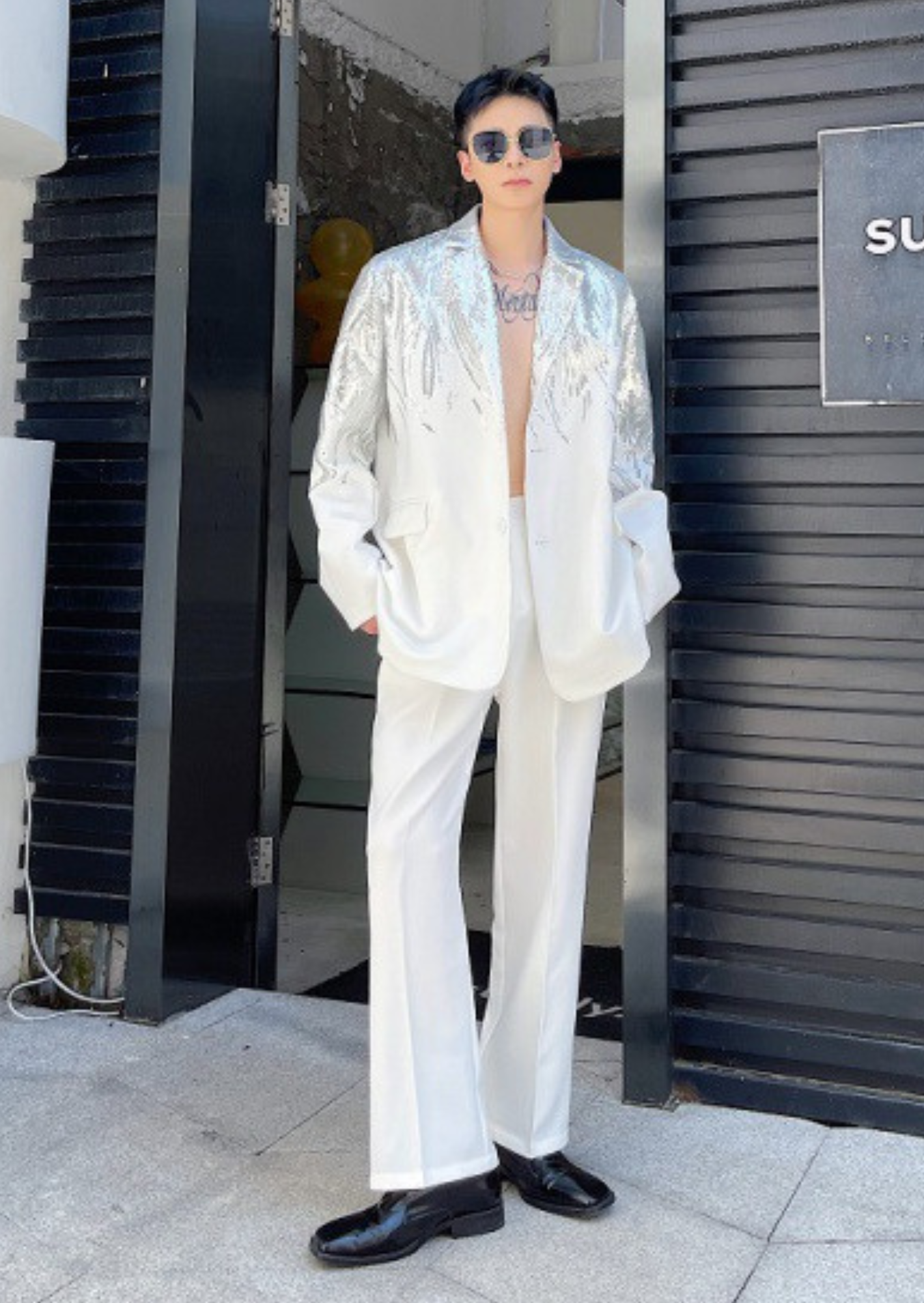 C-Drama Inspired Heavy Sequins Embroidered Blazer