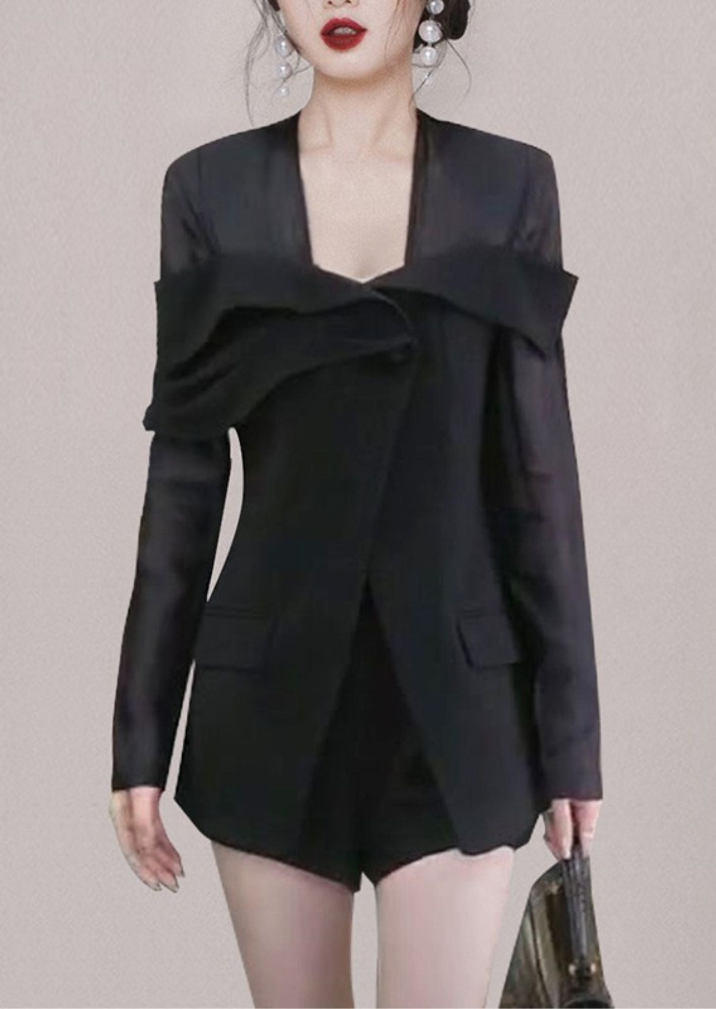 C-Drama Inspired Splicing Semi-Perspective Stylish  Suit Jacket