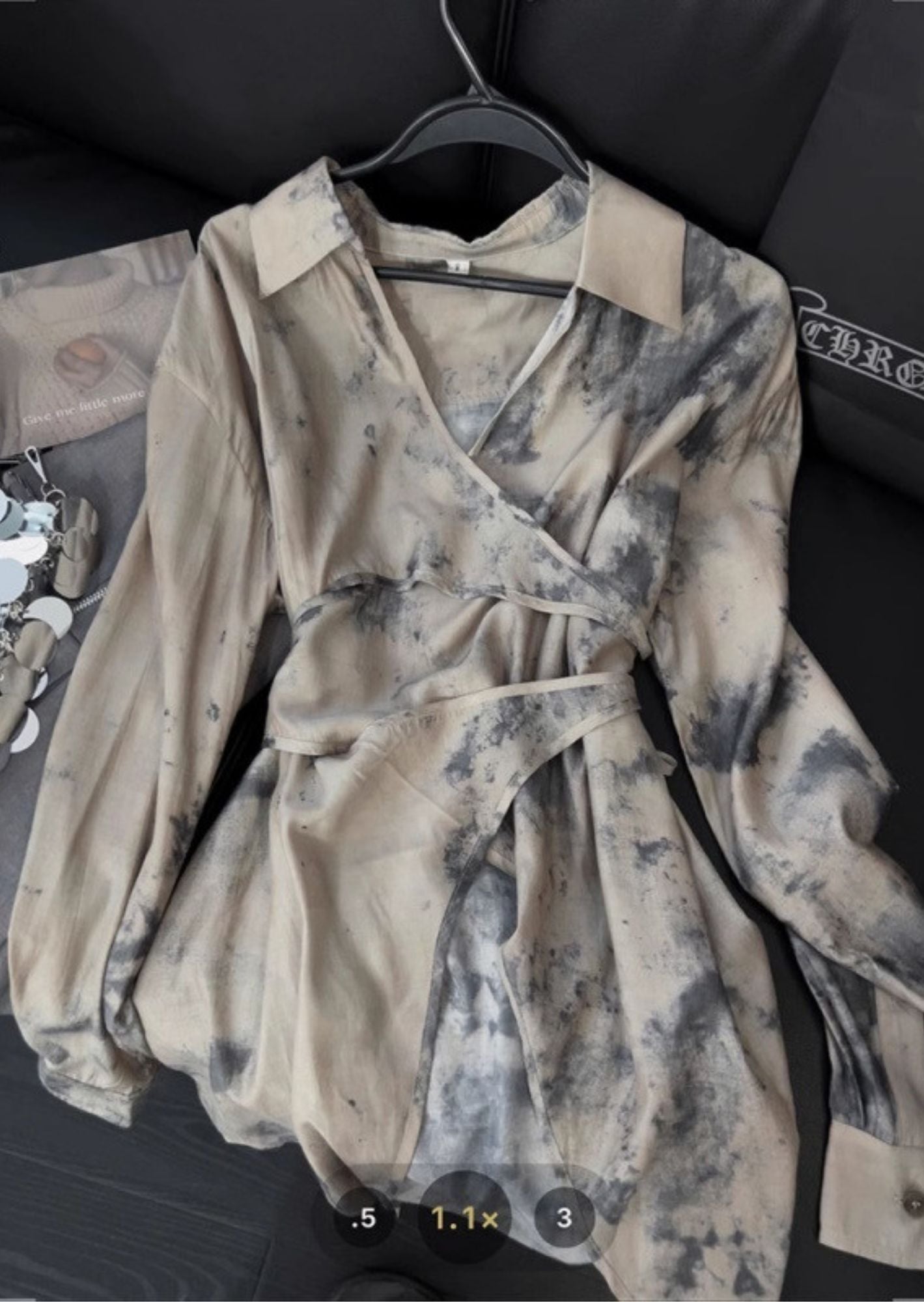 J-Drama Inspired Ink Tie Dye Short Shirt Dress