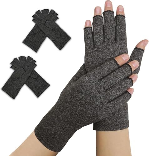 Ion Clad Doctor Developed Compression Gloves for Women and Men, Open-Finger Arthritis Gloves for Carpal Tunnel, Typing & Hand Pain Relief, With Doctor Handbook