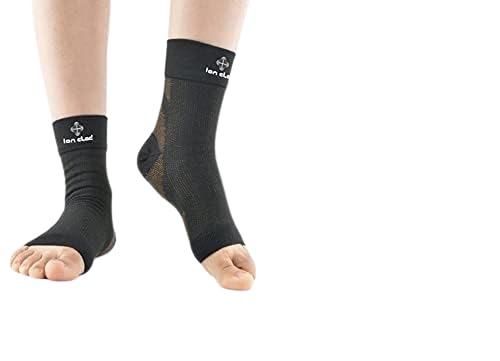 Ion Clad Scientist Developed Copper & Bamboo Neo-Skin Anti-Microbial Compression Socks for Arthritis, Fasciitis, Ankle Sprain & Pain Relief Injury Support Open Toe Foot Sleeves for Intense Sports