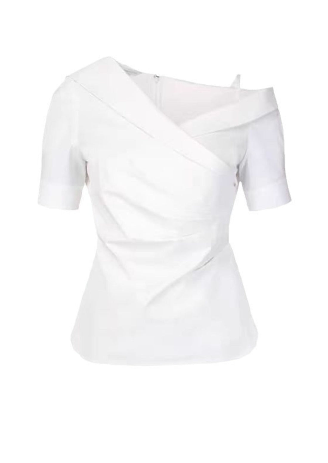 One Shoulder Shirt with Pleated at the Waist