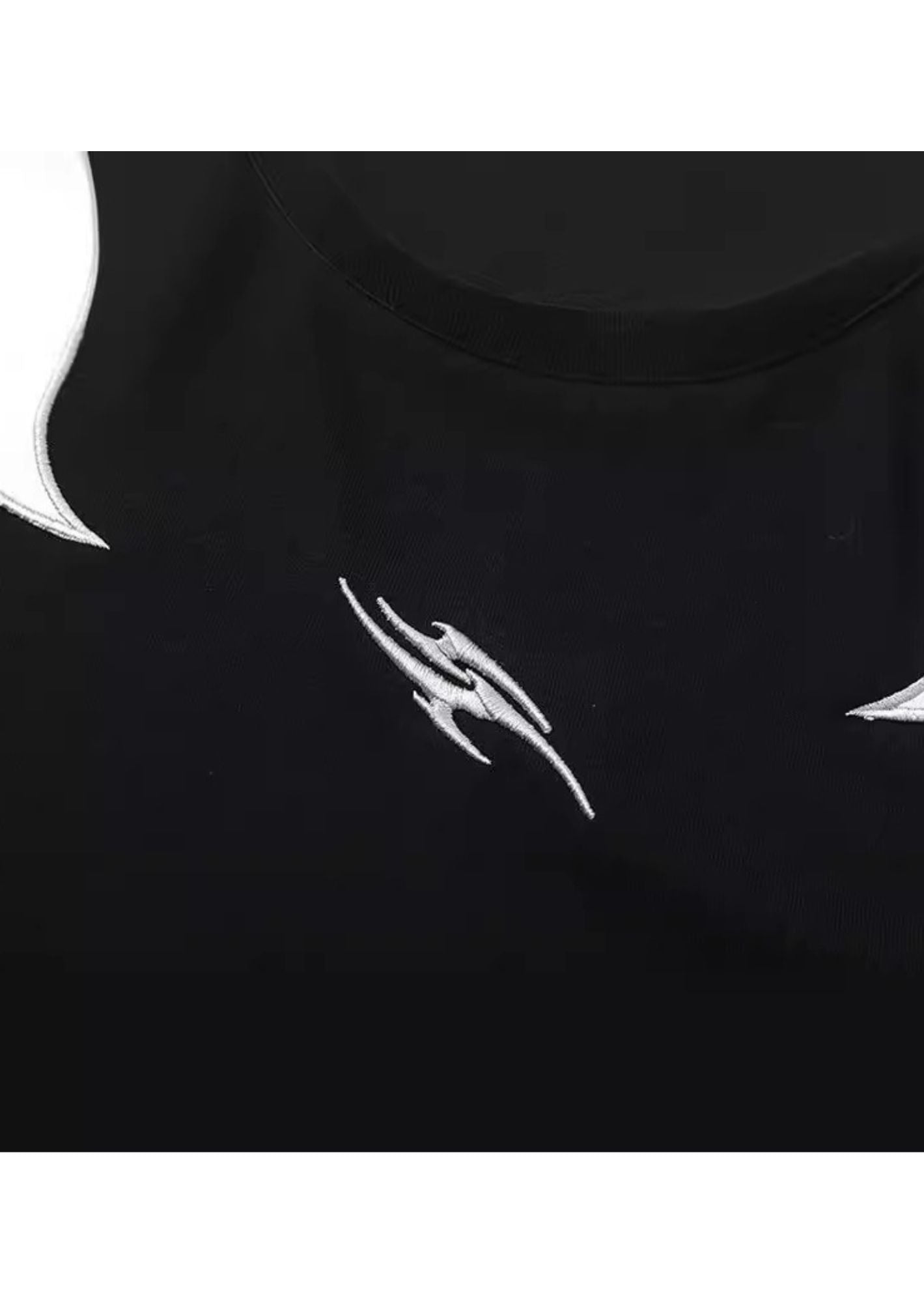 J-Drama Inspired Streetwear Vibe : Black Flame-Paneled T-Shirt with White Contrast Patches – BASIC