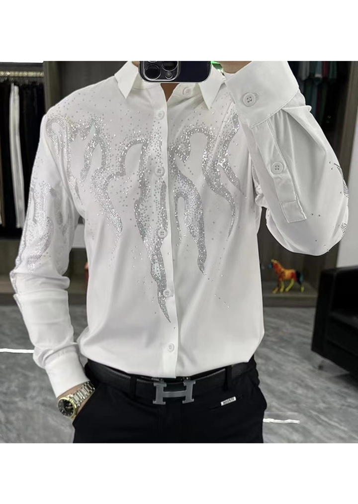 Rhinestone Embellished Long Sleeve Shirt