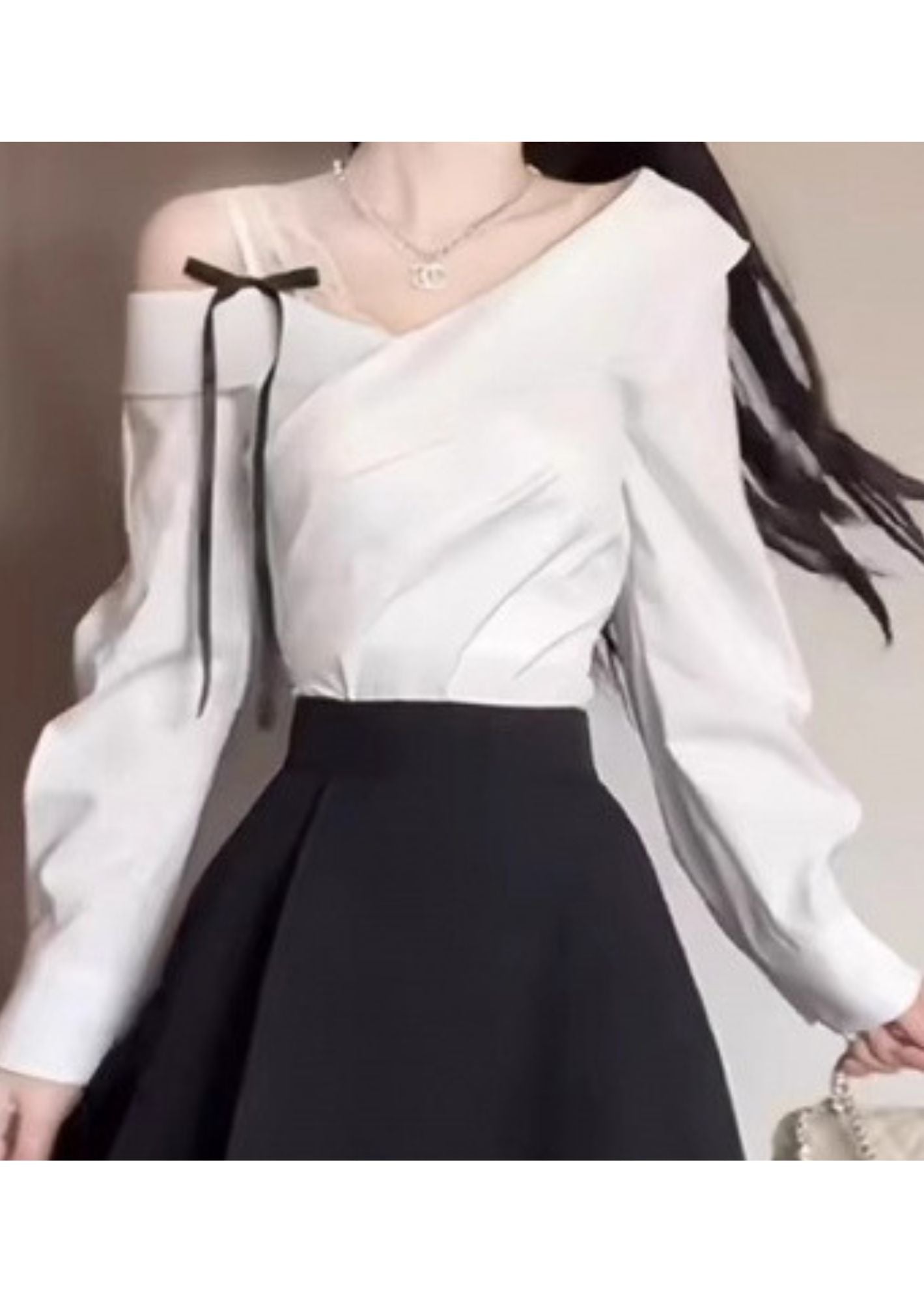 C-Drama Inspired Off Shoulder Long Sleeve Shirt
