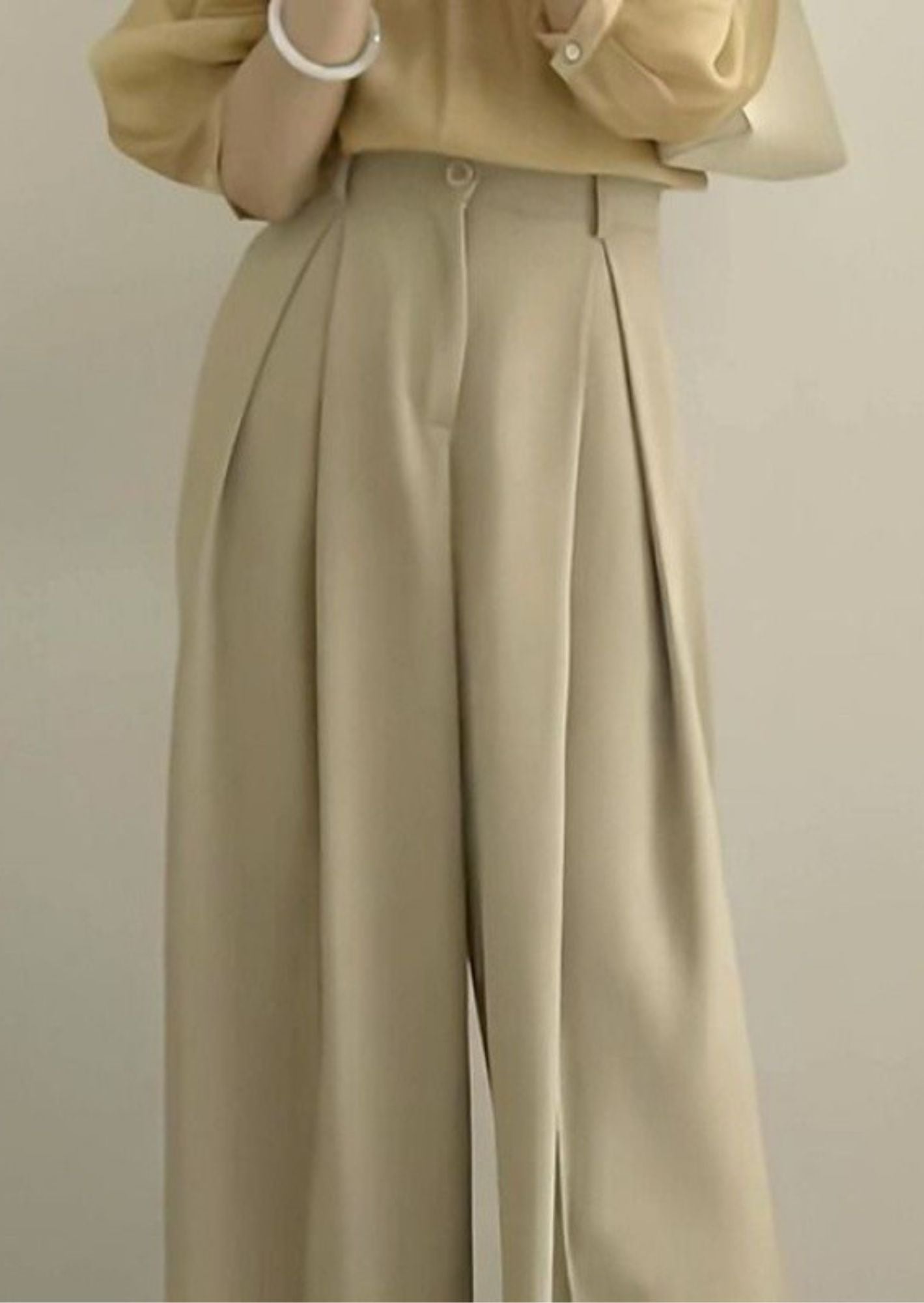 K-Drama Inspired Front Pleated Loose Fitted Pant