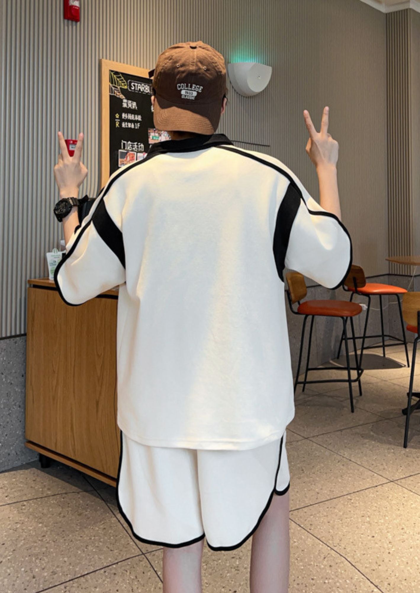 C-Drama Inspired Casual Luxe - Modern Athletic Polo T-Shirt with Contrast Piping – BASIC