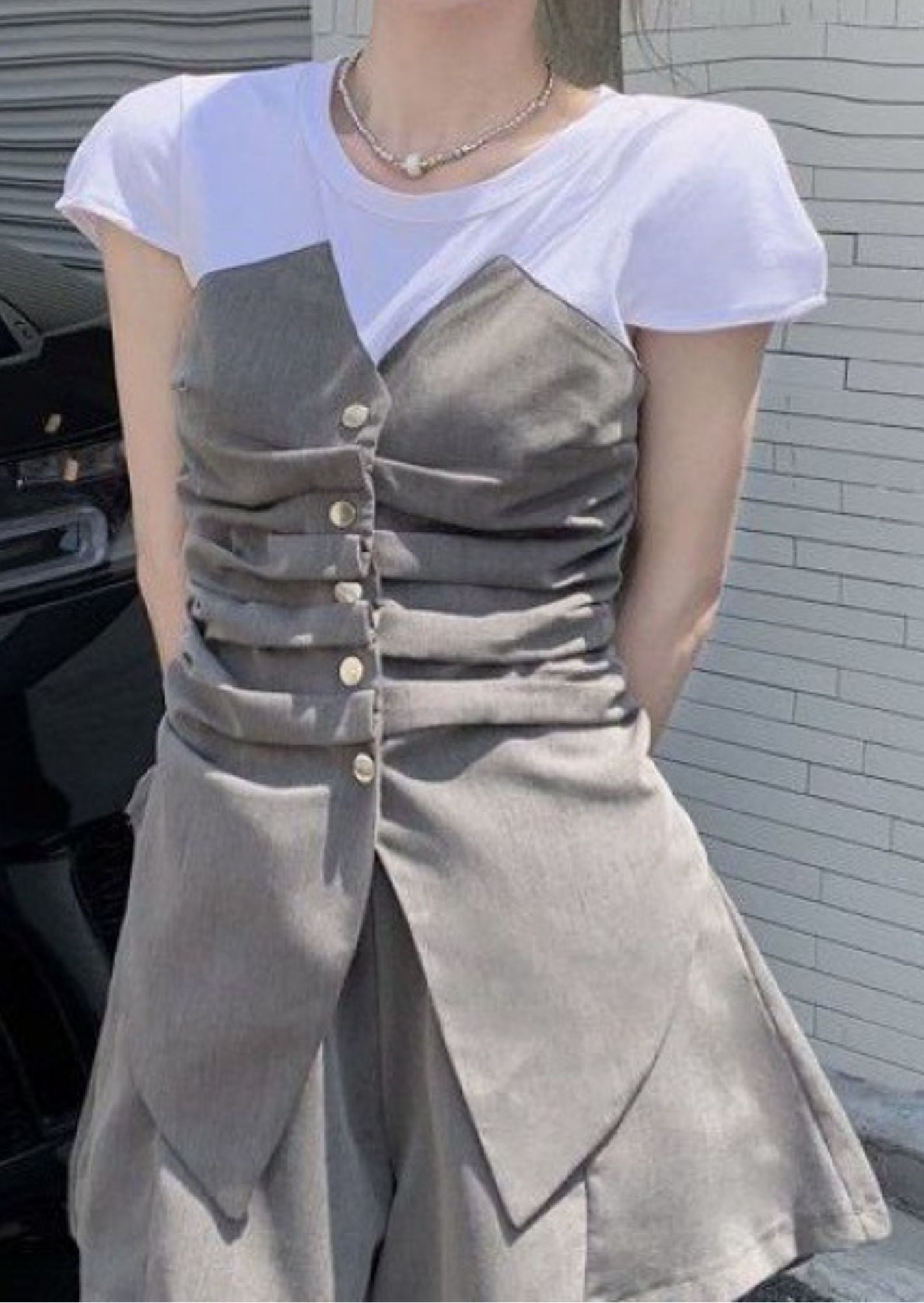 K-Drama & K-Pop Street Inspired Short -  Flared Peplum Hem Short - BASIC