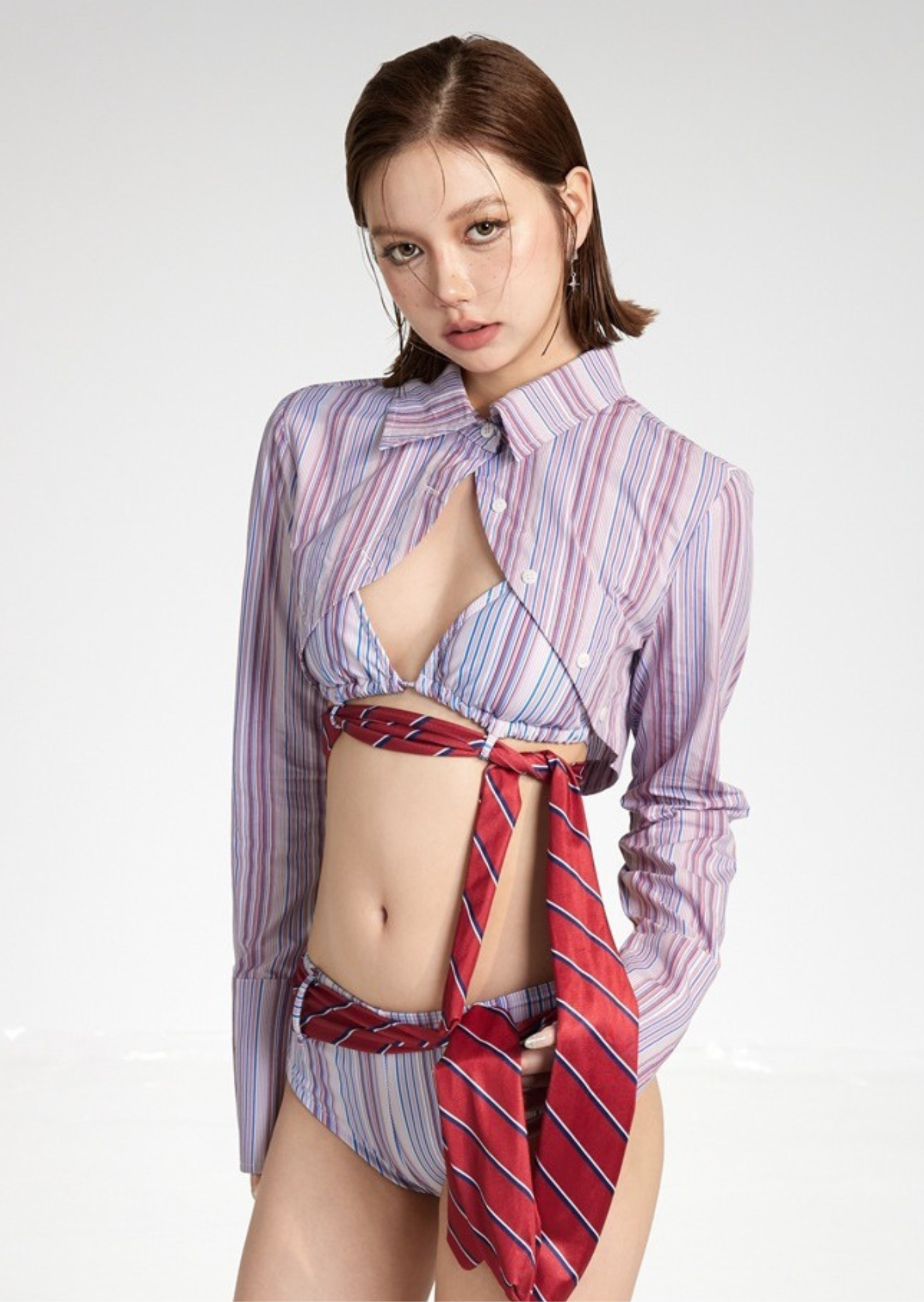 C-Drama Inspired Cropped Shirt with Long Sleeve