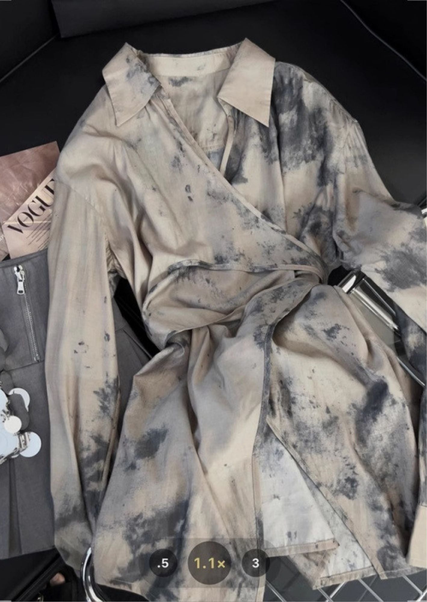 J-Drama Inspired Ink Tie Dye Short Shirt Dress