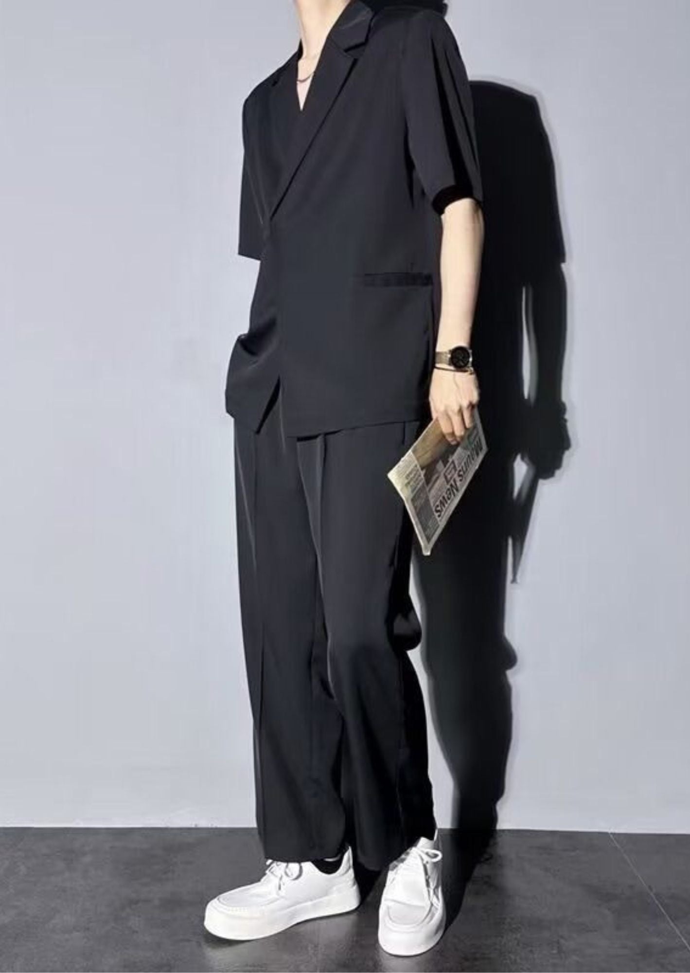 K-Drama Inspired Smart Casual Shirt- Minimalist Notch Collar Shirt – BASIC