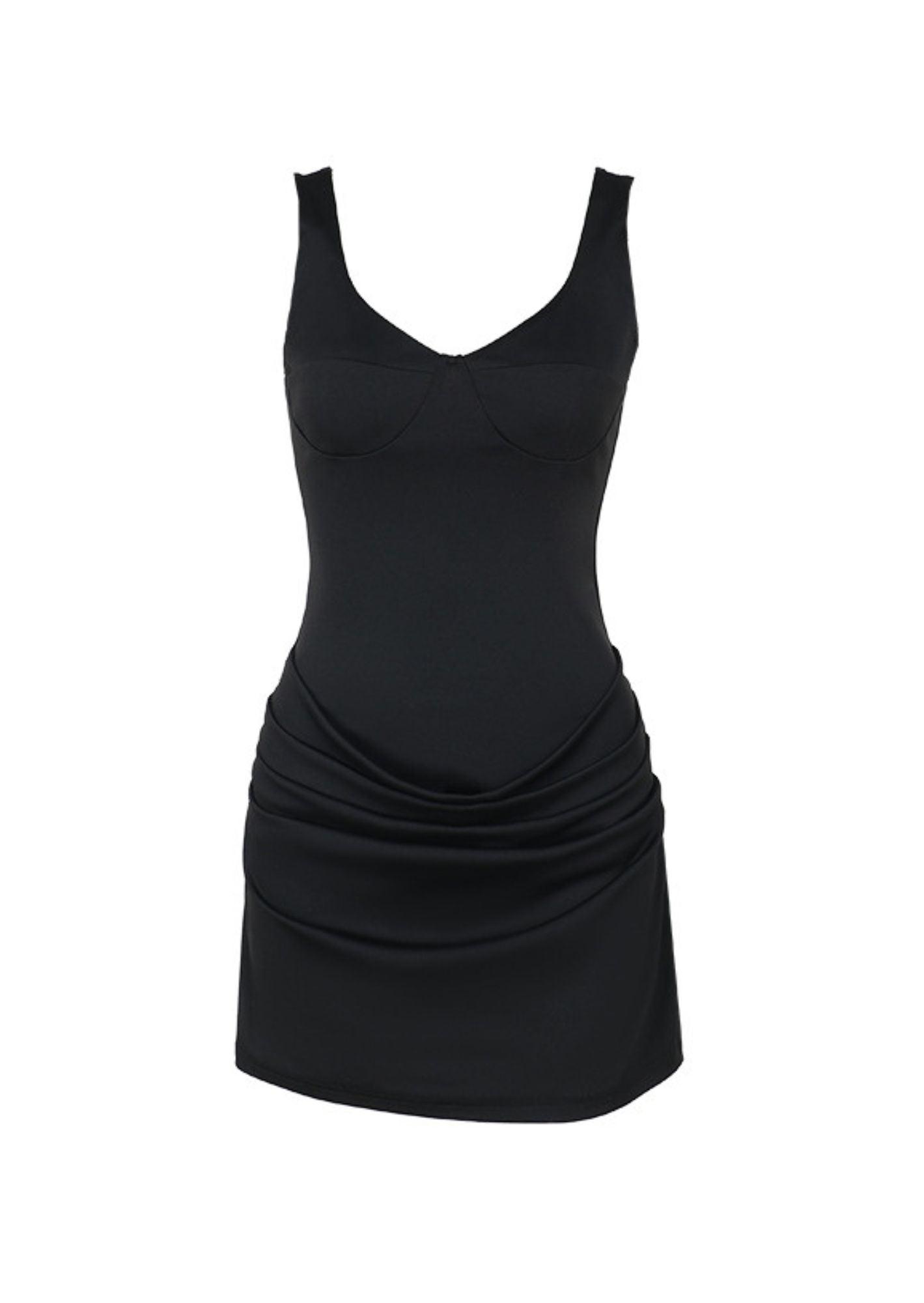 Paris Fashion Week-Inspired Runway Elegance - Sculpted Black Front-Pleated Mini Dress – BASIC