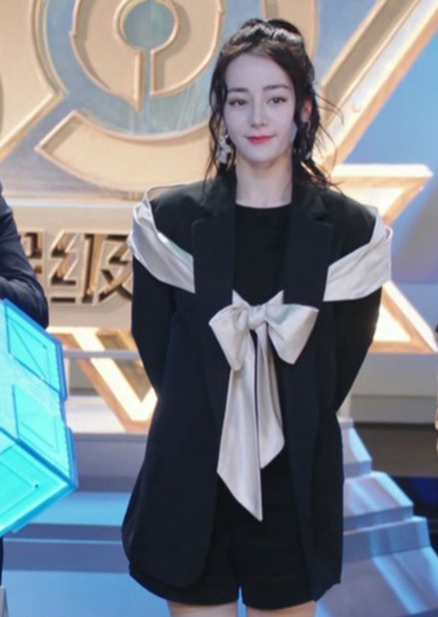 C-Drama Inspired Black Blazer with Scarf Around the Chest