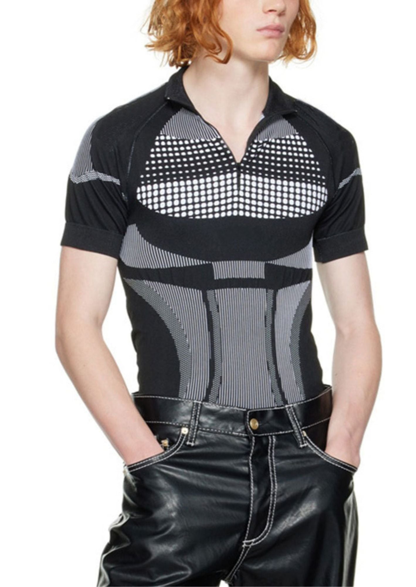 J-Drama Inspired Cyber-Edge Aesthetic - Futuristic Compression Knit Top with Zipper Front – BASIC