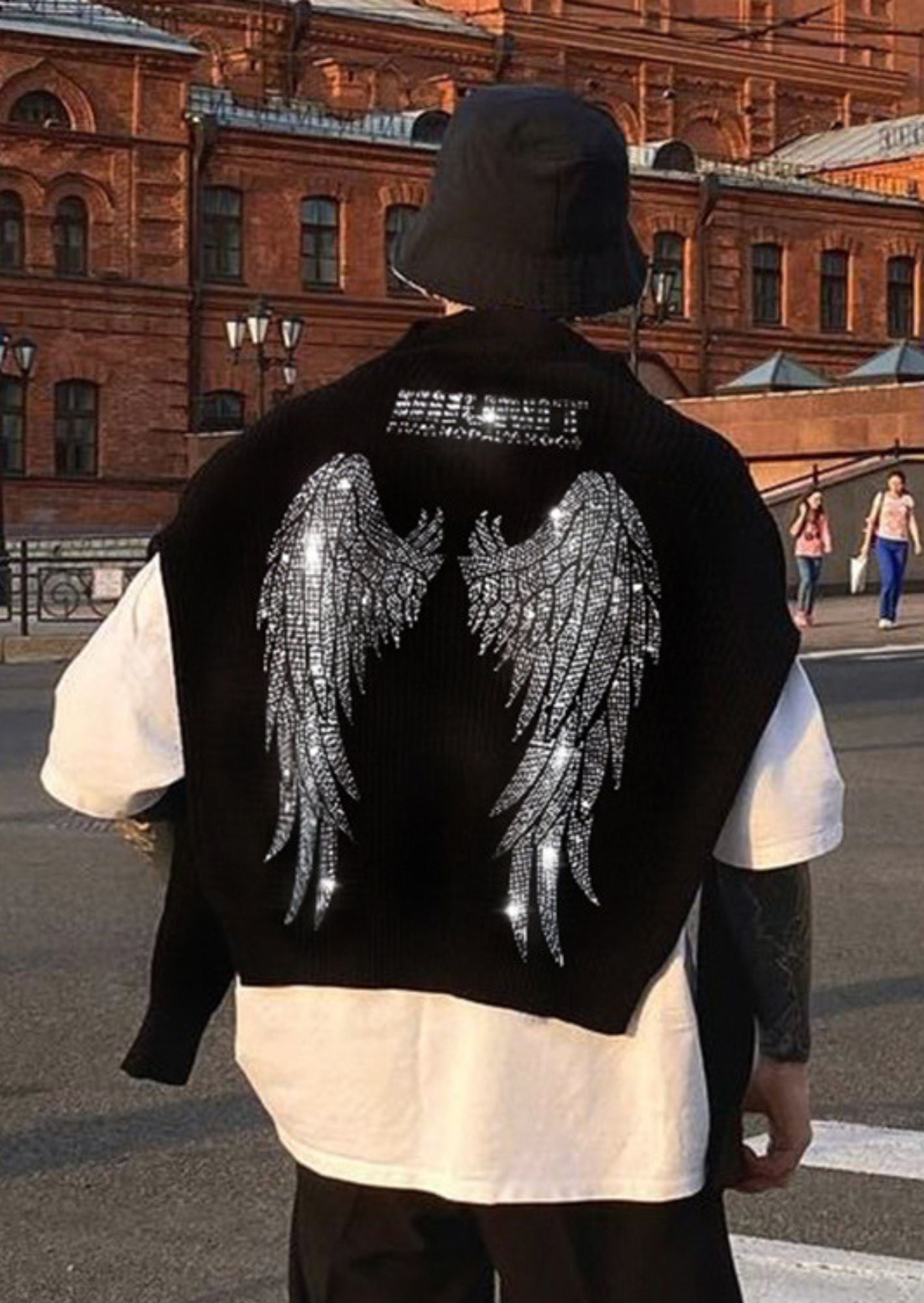 K-Drama Inspired Wings Design Loose Sweatshirt