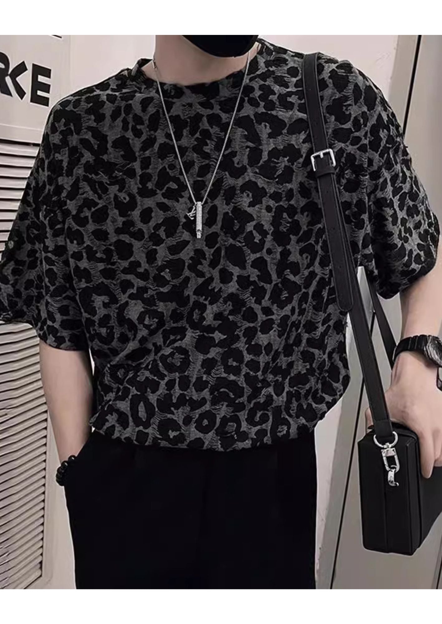 K-Drama Inspired Streetwear Aesthetic -Textured Leopard Print T-Shirt – BASIC