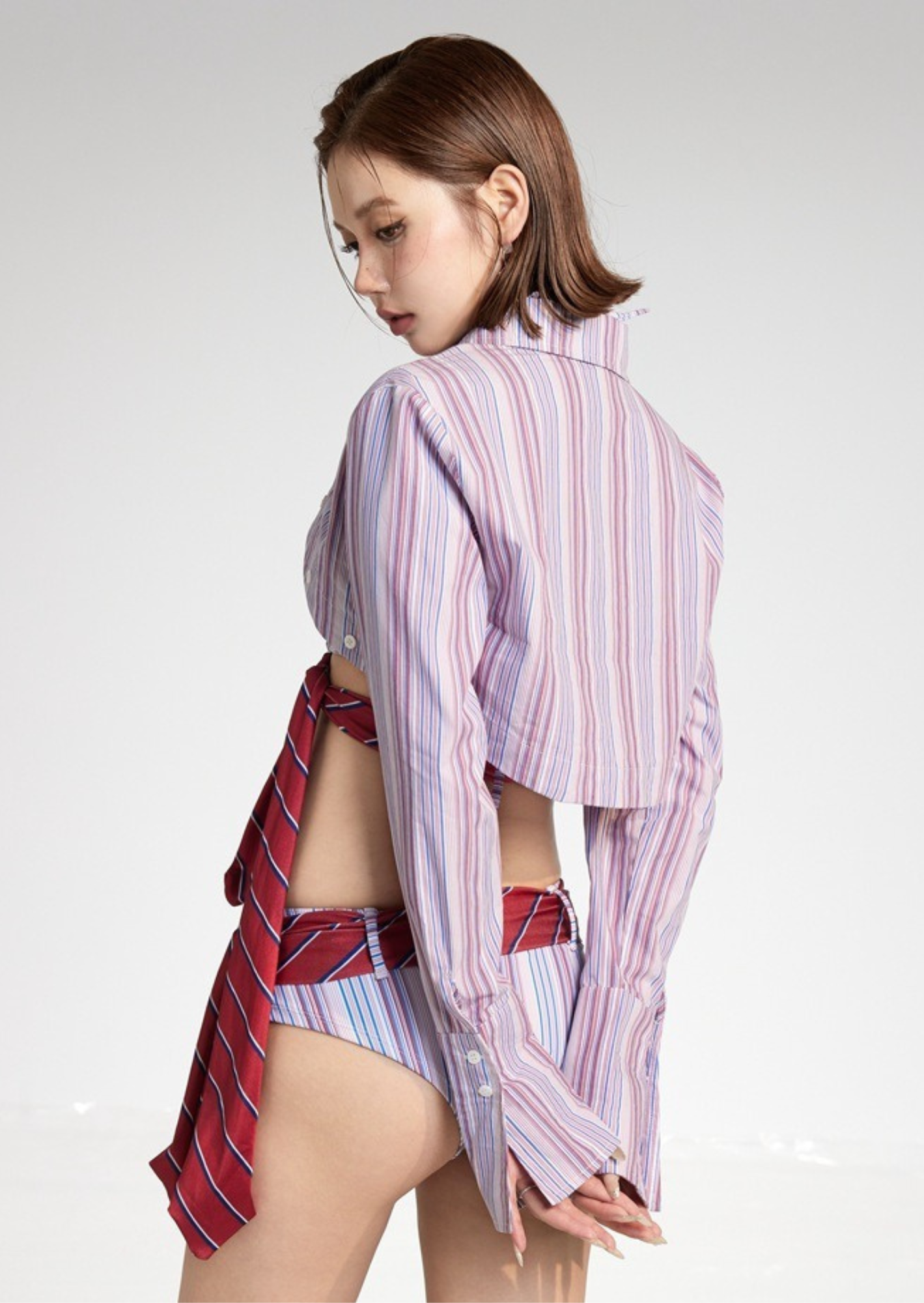 C-Drama Inspired Cropped Shirt with Long Sleeve