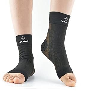 Ion Clad Scientist Developed Copper & Bamboo Neo-Skin Anti-Microbial Compression Socks for Arthritis, Fasciitis, Ankle Sprain & Pain Relief Injury Support Open Toe Foot Sleeves for Intense Sports