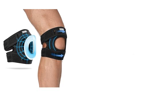 Ion Clad O Ring Dual Patellar Tendon Knee Support Strap for Men and Women | Helpful to Treat Tendonitis, Arthritis, Injury Recovery, Joints and Muscles | Knee Straps for Gym, Fitness, Basketball, Running, Sports