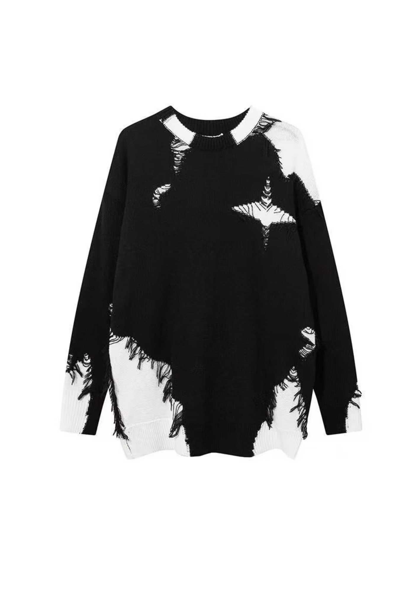 K-Drama Inspired Grunge Luxe - Distressed Color Block Knitted Sweatshirt –  BASIC