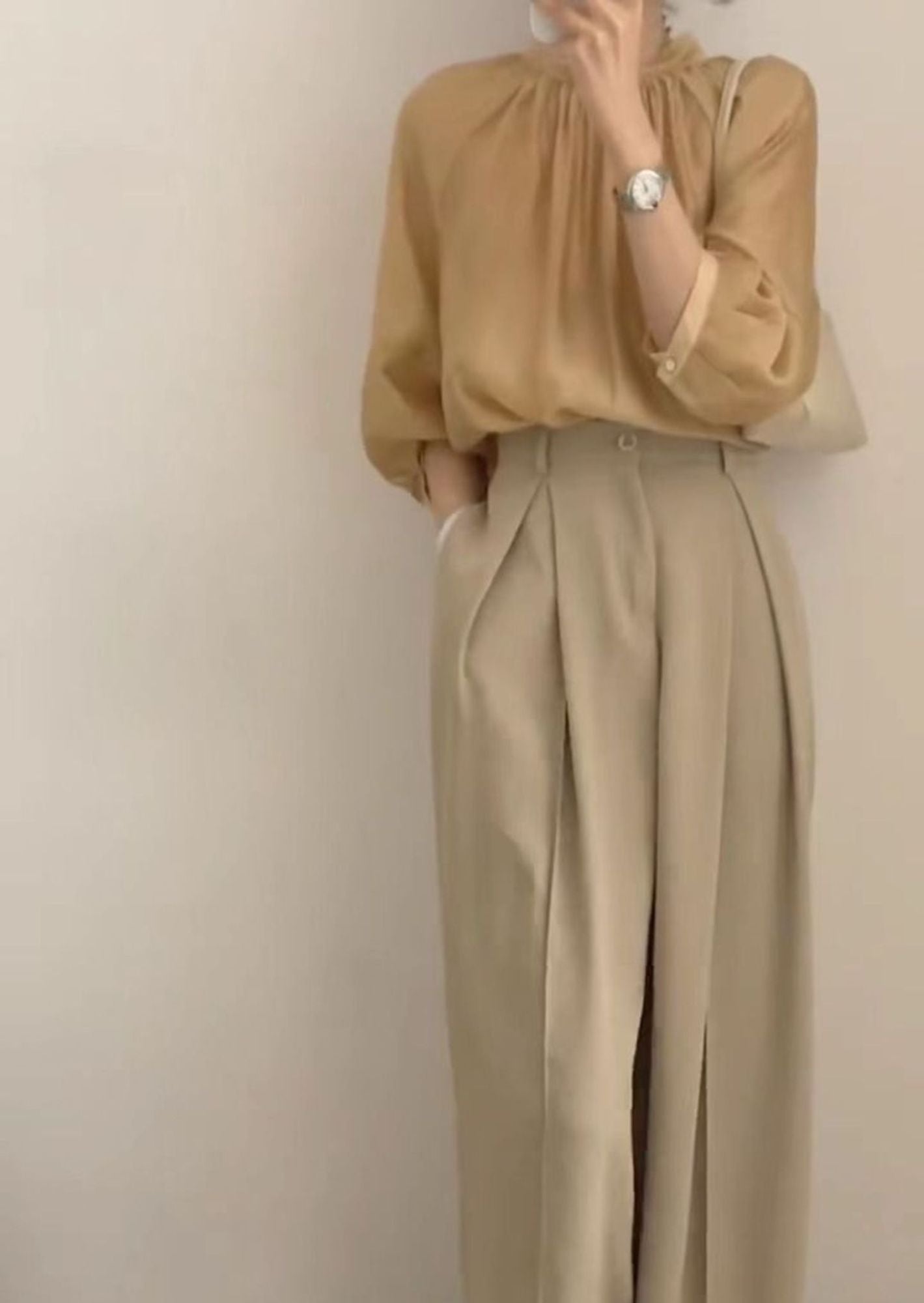 K-Drama Inspired Front Pleated Loose Fitted Pant