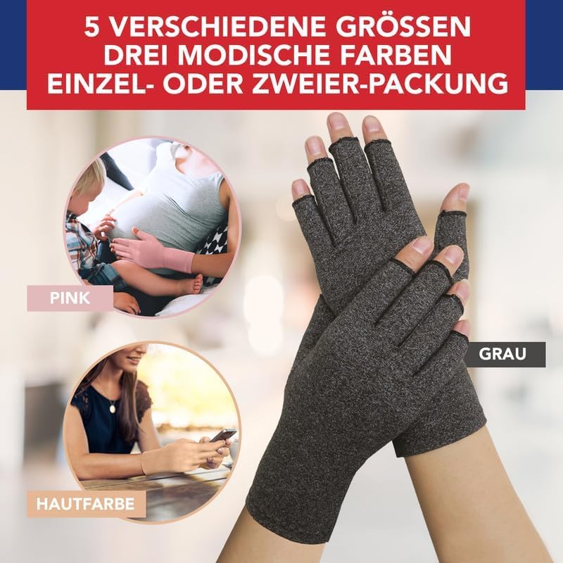 Ion Clad Doctor Developed Compression Gloves for Women and Men, Open-Finger Arthritis Gloves for Carpal Tunnel, Typing & Hand Pain Relief, With Doctor Handbook