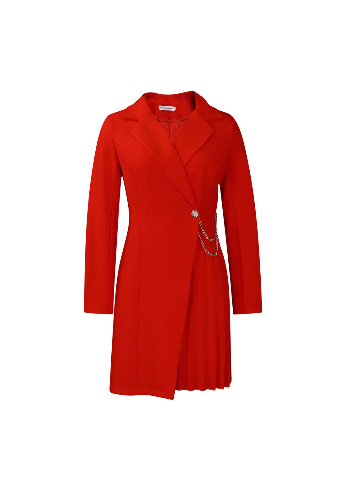 Blazer Dress with Notch Collar and Half Pleated Bottom