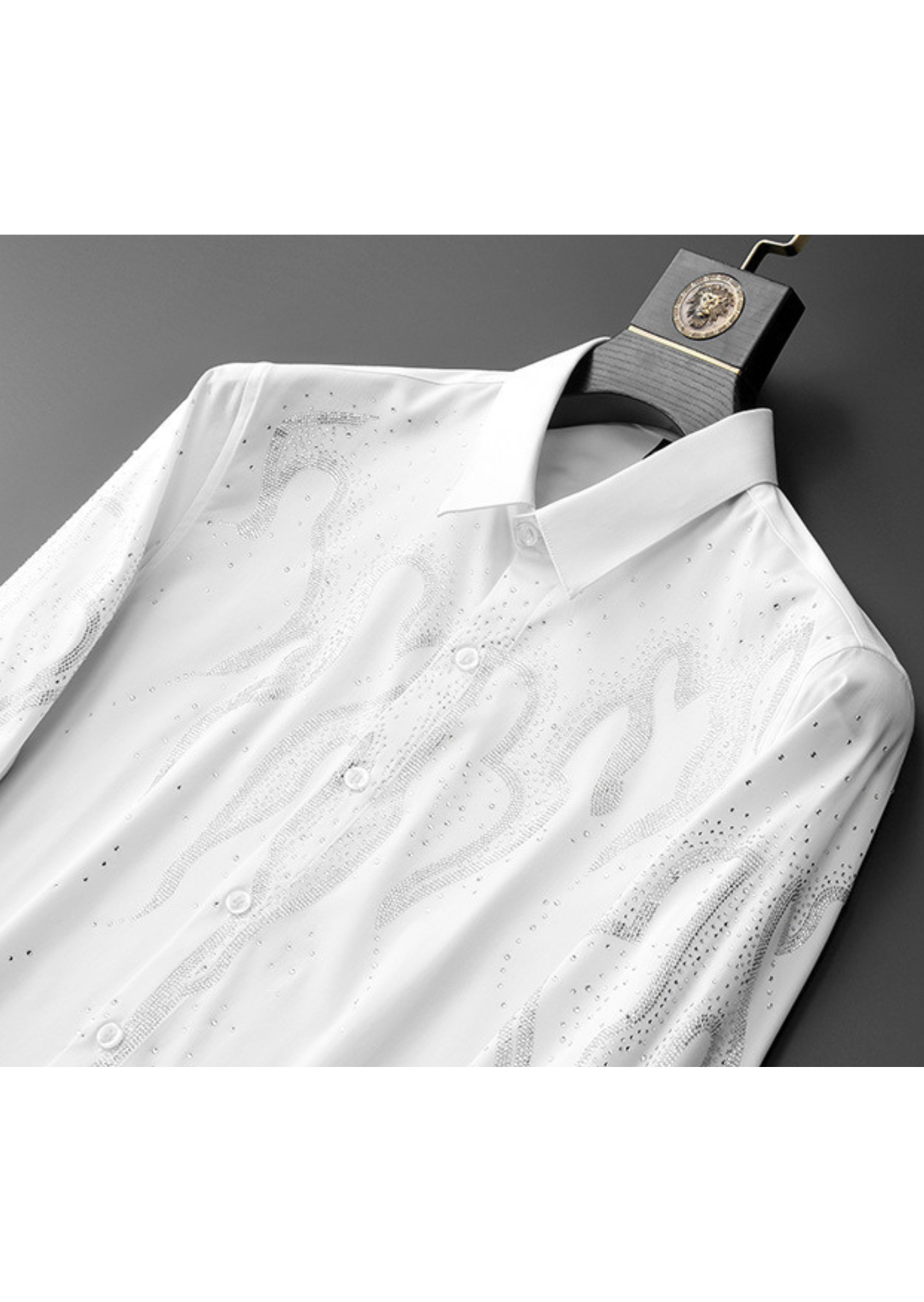 C-Drama Inspired Statement Wear -  White Shirt with Rhinestone Flame Embellishments – BASIC