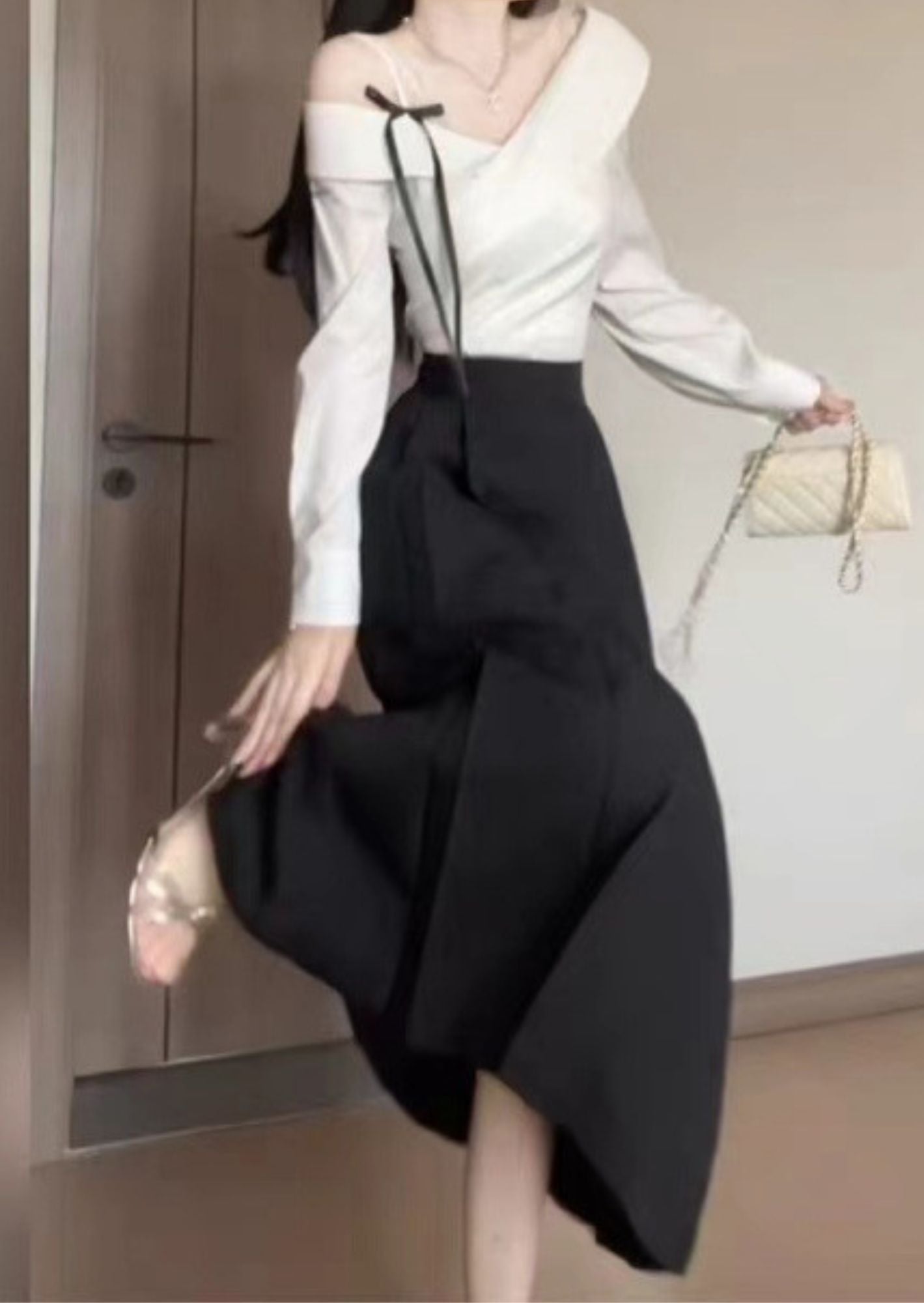 C-Drama Inspired Off Shoulder Long Sleeve Shirt