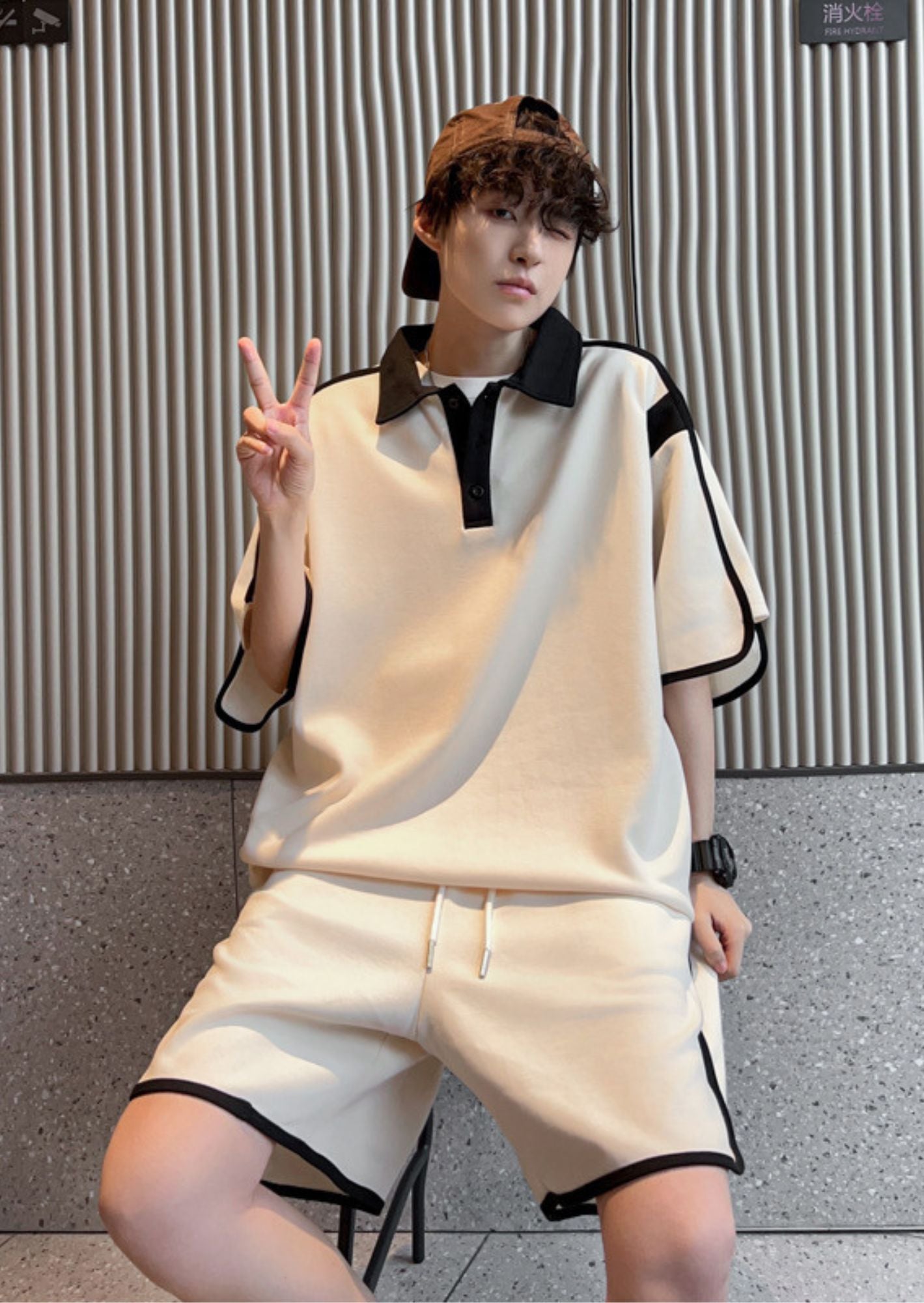 C-Drama Inspired Casual Luxe - Modern Athletic Polo T-Shirt with Contrast Piping – BASIC