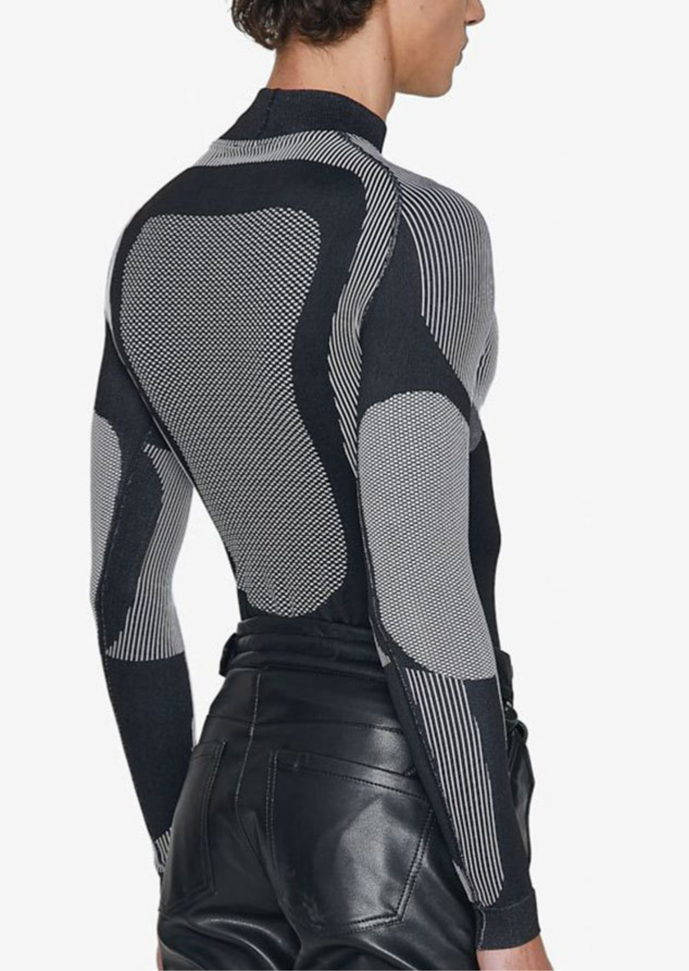 J-Drama Inspired Techwear Elegance - Futuristic Long-Sleeve Compression Knit Top – BASIC