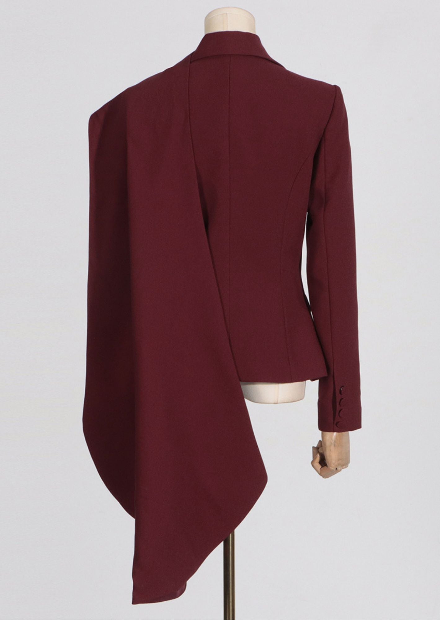 K-Drama Inspired Scarf Collar Long Sleeve Blazer Jacket