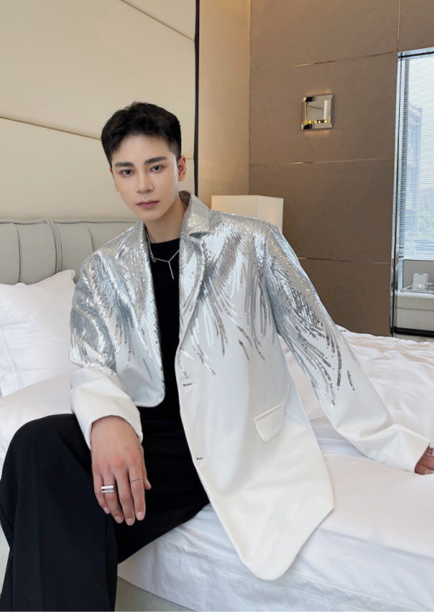 C-Drama Inspired Heavy Sequins Embroidered Blazer