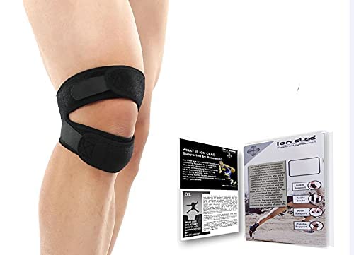 Ion Clad Scientist Developed Dual Patella X-Shaped Adjustable Knee Compression Strap for Kids, Men, Women for Pain Relief, Arthritis, Tendonitis, Bursitis Stabilizer Brace