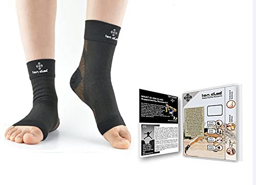 Ion Clad Scientist Developed Copper & Bamboo Neo-Skin Anti-Microbial Compression Socks for Arthritis, Fasciitis, Ankle Sprain & Pain Relief Injury Support Open Toe Foot Sleeves for Intense Sports