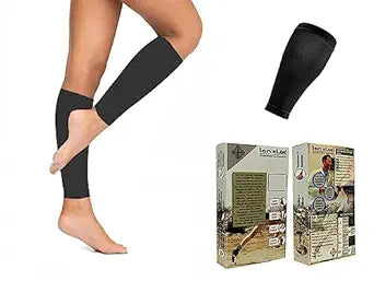 Ion Clad Copper Compression Calf Sleeve- Shin Support Socks for Relief from Leg Cramps, Shin Splints, Varicose Veins Injury Pain Guard - Recovery for Men & Women-Sports, Gym & Running (Pair) (XL)