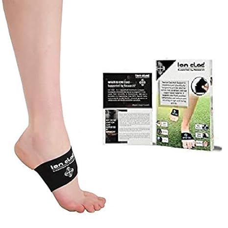 ION CLAD Scientist Developed Anti-Microbial Copper Arch Support Copper Compression Braces/Sleeves & Handbook Highest Copper Content & Relief from Foot & Arch Problems (1 Pair Black - One Size Fits All)