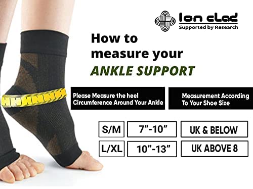 Ion Clad Scientist Developed Copper & Bamboo Neo-Skin Anti-Microbial Compression Socks for Arthritis, Fasciitis, Ankle Sprain & Pain Relief Injury Support Open Toe Foot Sleeves for Intense Sports